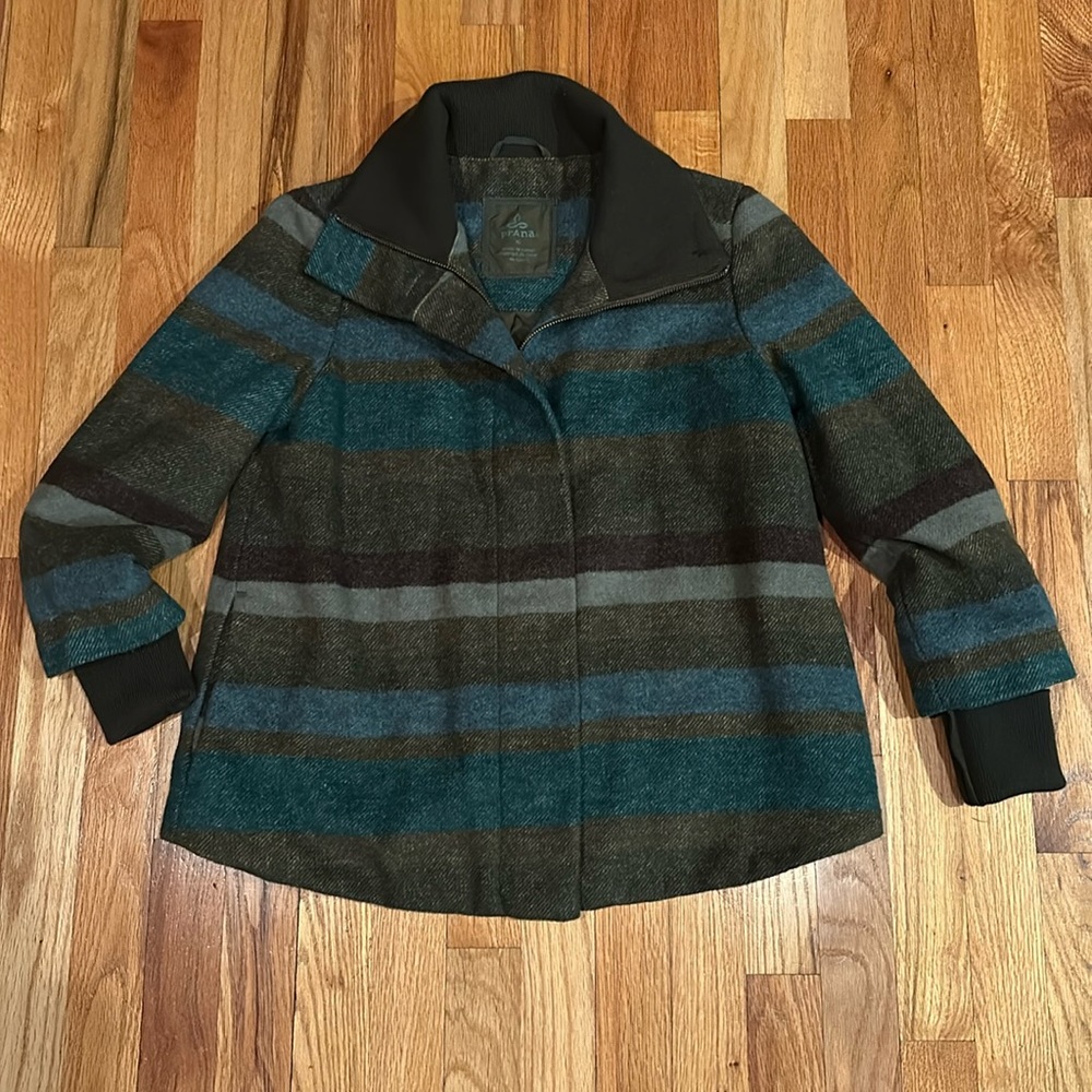 Prana “Lilly” Striped Jacket - Teal and Brown